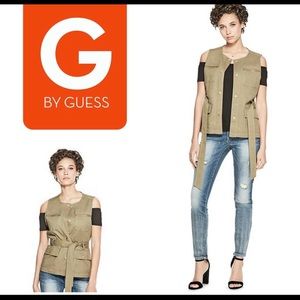 G by Guess Army green twill fitted vest m/l